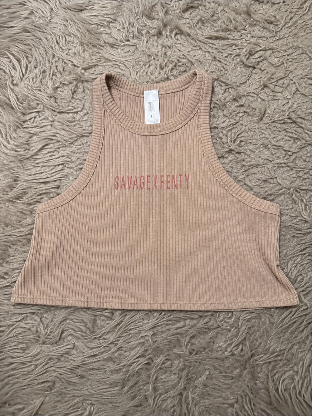 Savage X Fenty Blush Beige Ribbed Crop Tank